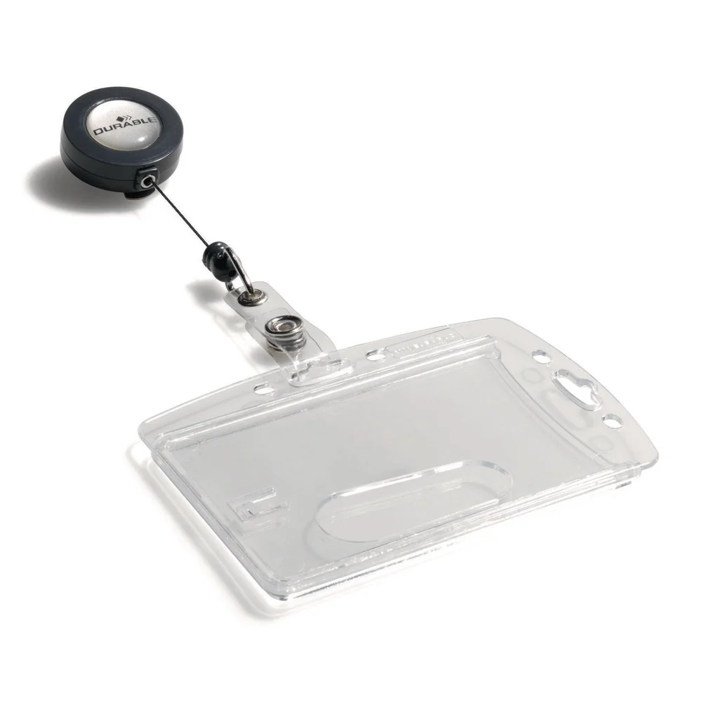 Durable Vertical/Horizontal Reel ID/Security Card Holder Set - Clear (10/Pack)