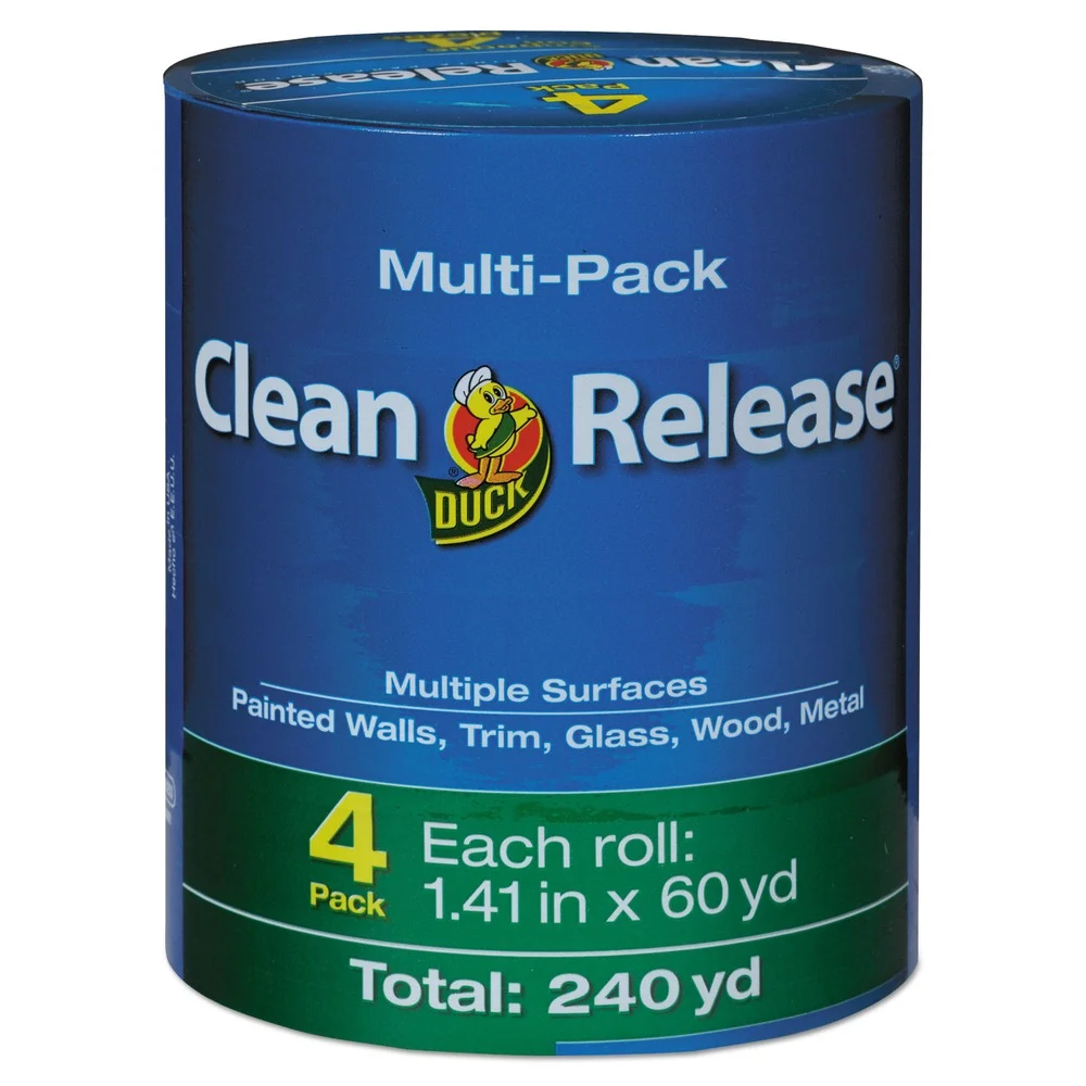 Duck Clean Release 1.41 in. x 60 yards 3 in. Core Painter's Tape - Blue (4/Pack)
