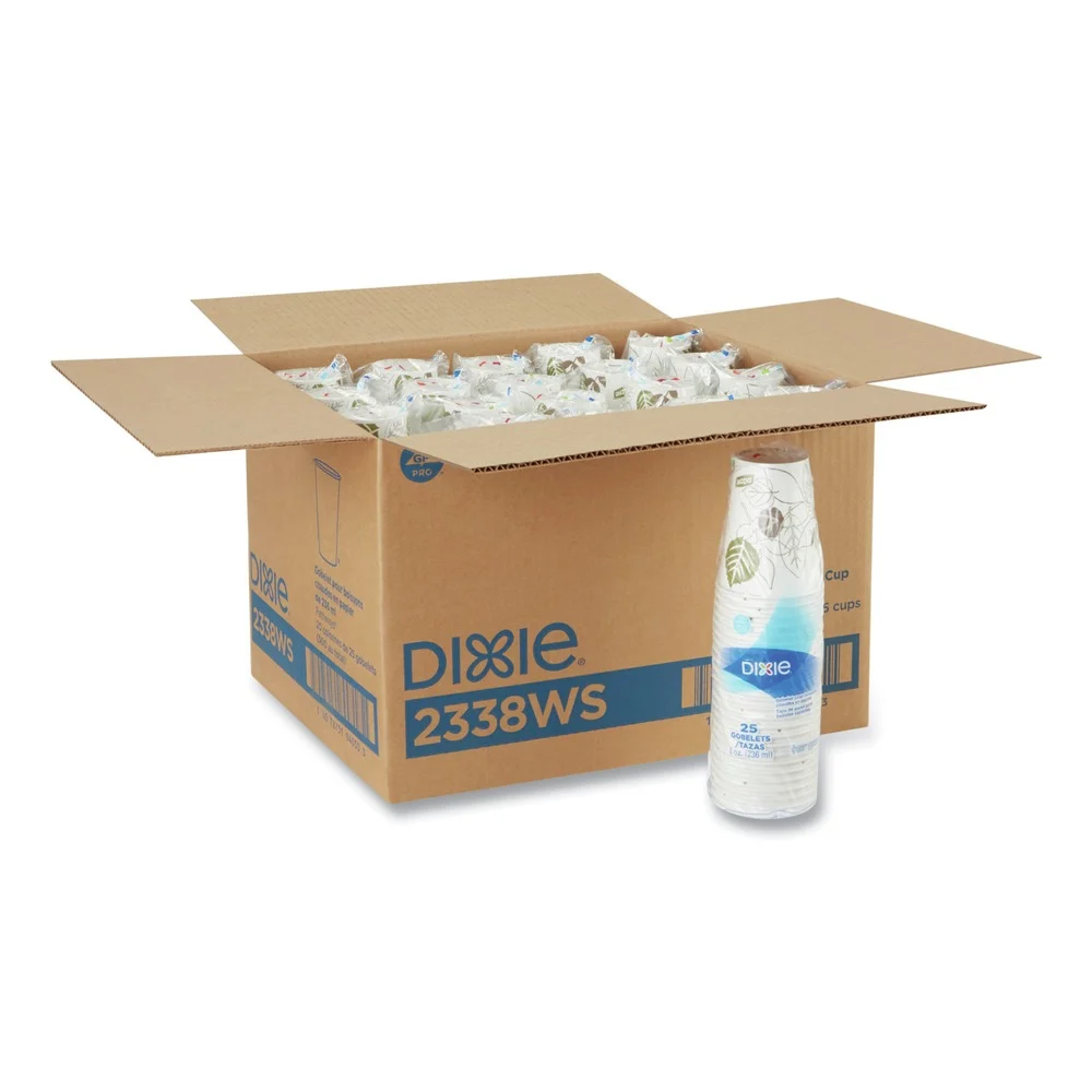 Dixie Pathways 8 oz. Paper Hot Cups (25/Bag, 20 Bags/Carton)