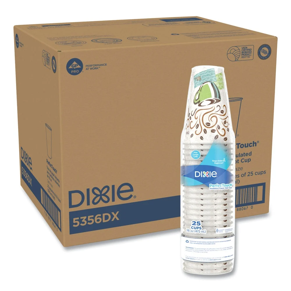 Dixie 16 oz. PerfecTouch Coffee Haze Design Paper Hot Cups (500/Carton)