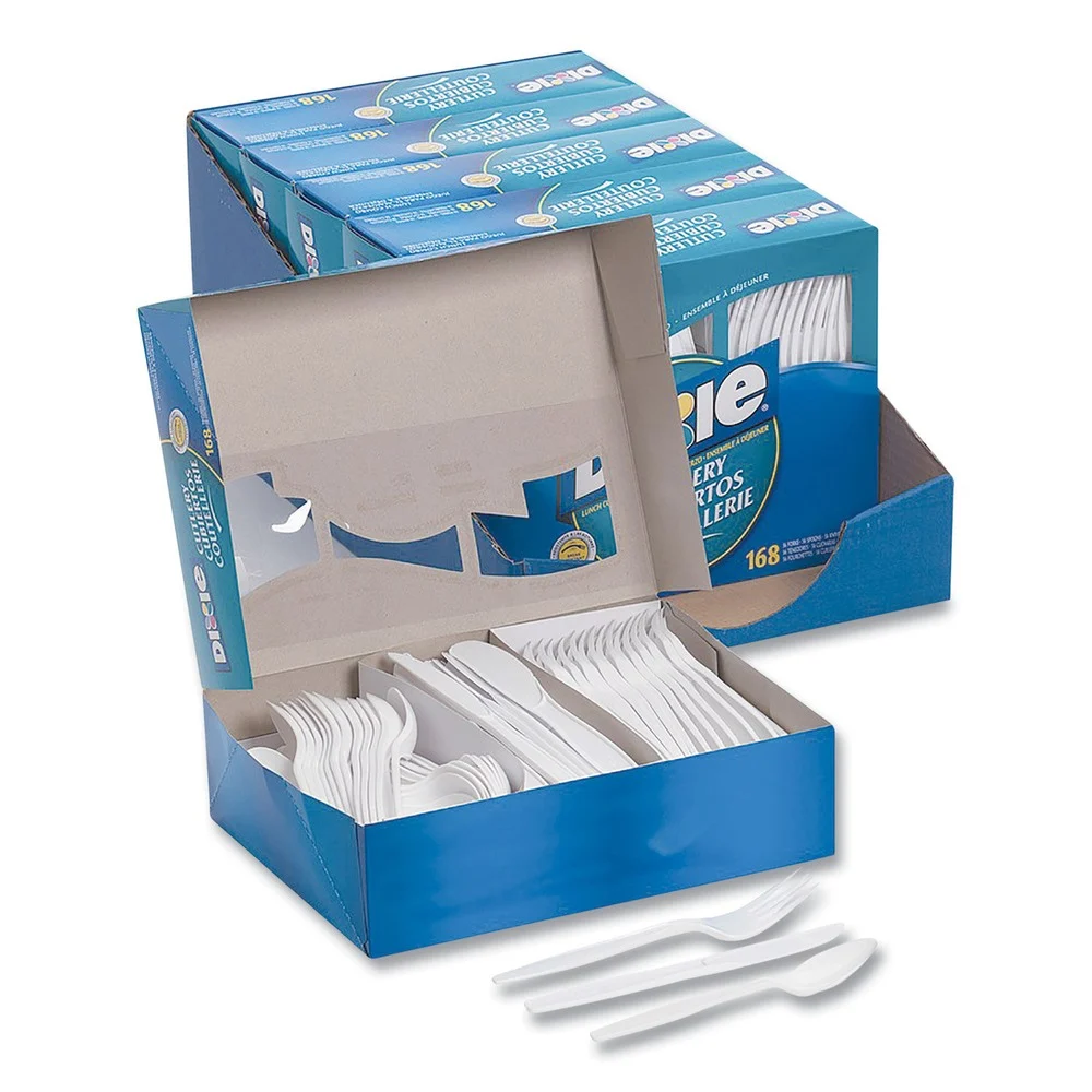 Dixie CM168 Tray with Plastic Forks/Knives/Spoons Combo Pack - White (1008/Carton)