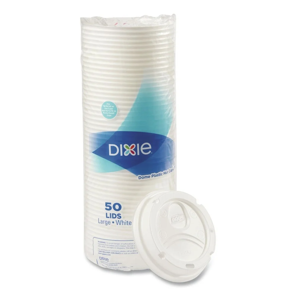 Dixie 10 oz. - 20 oz. Hot Cups Drink-Thru Dome Lids - White (100/Pack)