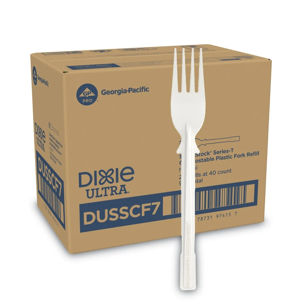 Dixie DUSSCF7 SmartStock Tri-Tower Heavyweight Plastic Dispensing Fork - Natural (960/Carton)