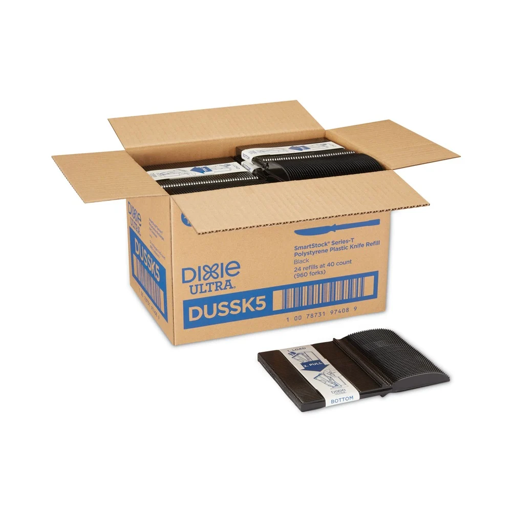 Dixie SmartStock Tri-Tower Mediumweight Polystyrene Dispensing Knife - Black (960/Carton)
