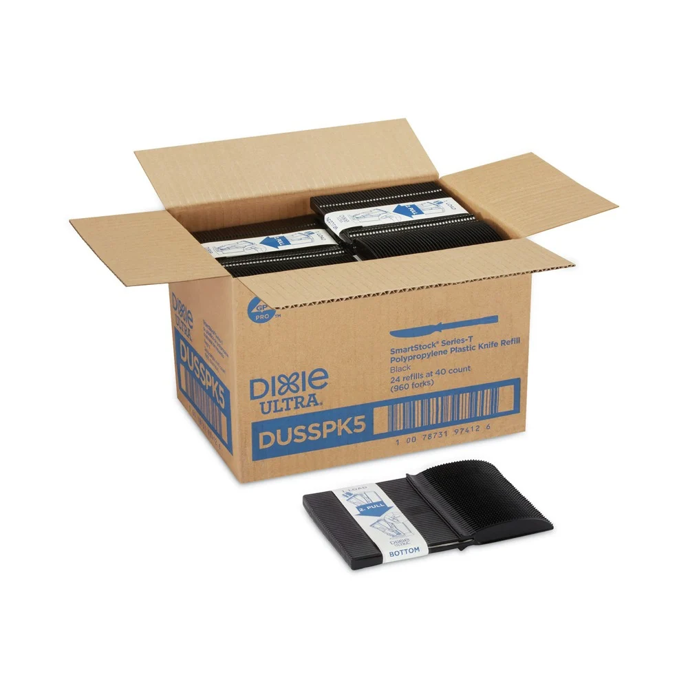 Dixie DUSSPK5 SmartStock Tri-Tower Mediumweight Polypropylene Dispensing Knife - Black (960/Carton)