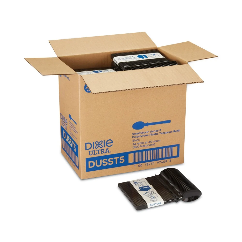 Dixie SmartStock Tri-Tower Mediumweight Polystyrene Dispensing Spoon - Black (960/Carton)