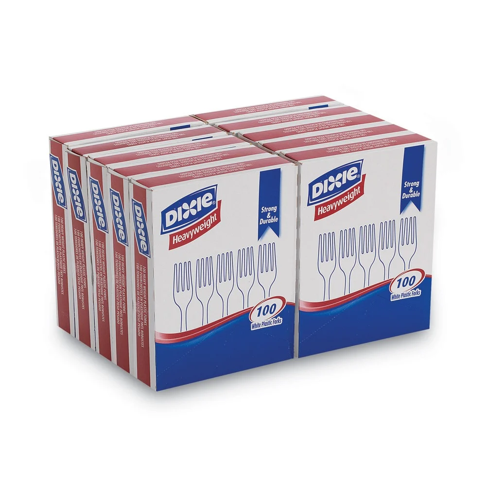 Dixie Heavyweight Plastic Cutlery Forks - White (1000/Carton)