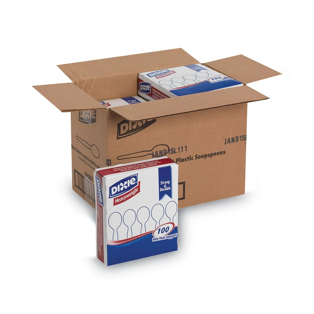 Dixie Heavyweight Plastic Cutlery Soup Spoons - White (1000/Carton)