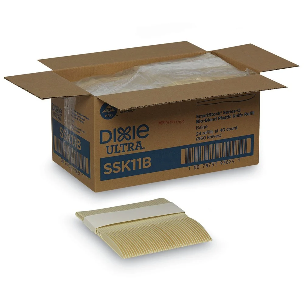 Dixie SSK11B SmartStock Series-O 7 in. Mediumweight Bio-Blend Plastic Cutlery Knives Refill - Beige (40/Pack, 24 Packs/Carton)