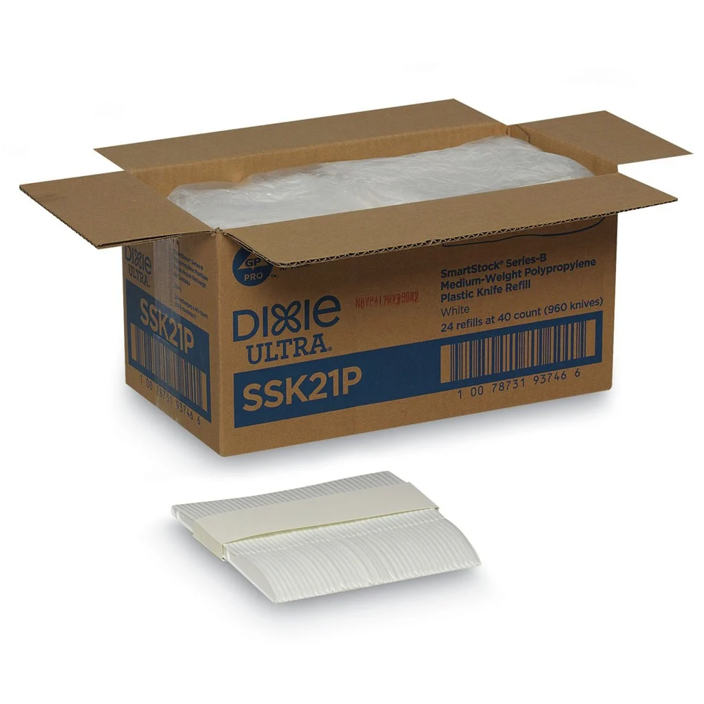 Dixie SSK21P SmartStock Series-B 6.3 in. Mediumweight Plastic Cutlery Knives Refill - White (40/Pack, 24 Packs/Carton)