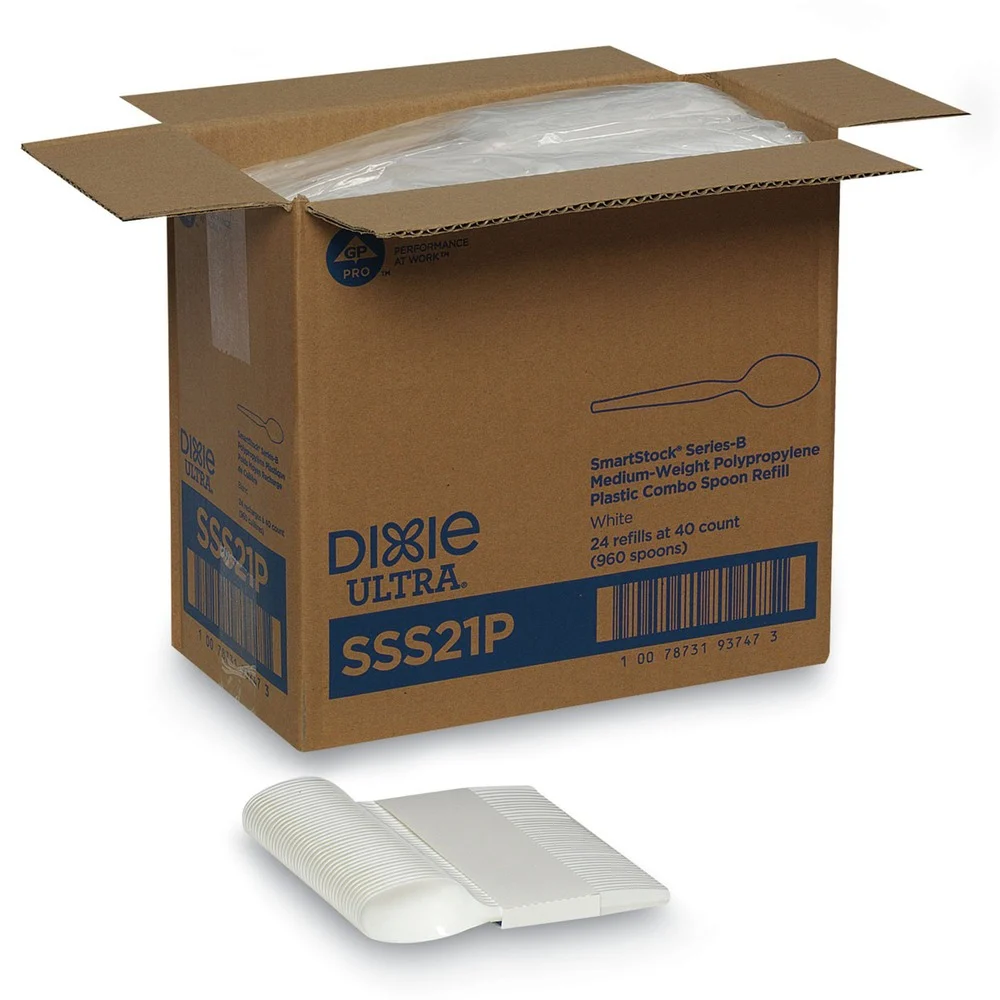 Dixie SSS21P SmartStock Series-B 5.5 in. Mediumweight Plastic Cutlery Teaspoons Refill - White (40/Pack, 24 Packs/Carton)
