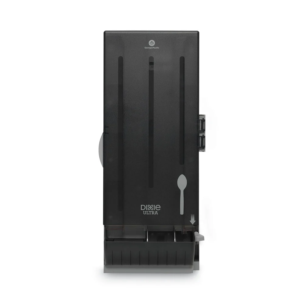 Dixie SmartStock 10 in. x 8.75 in. x 24.75 in. Utensil Spoon Dispenser - Translucent Black (1/Carton)