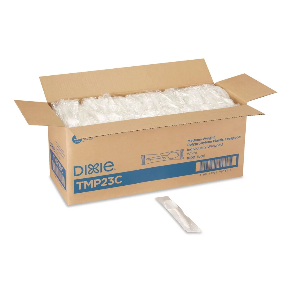 Dixie Mediumweight Polypropylene Teaspoon Cutlery - White (1000/Carton)