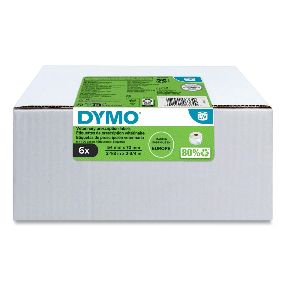 DYMO 2.75 in. x 2.12 in. Veterinary Prescription Labels for LabelWriter Label Printers - Black/White (6/Pack)