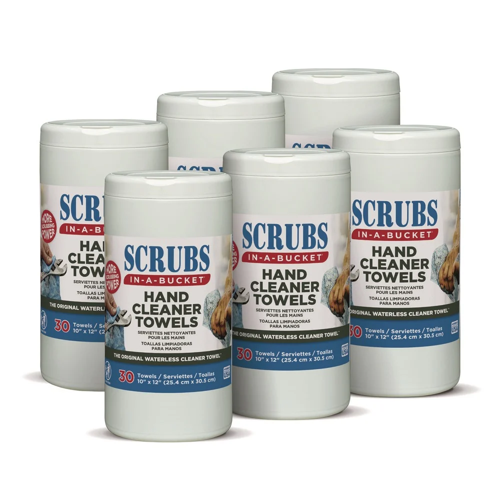 SCRUBS 42230 10 in. x 12 in. 1-Ply Hand Cleaner Towels - Citrus Blue/White (6/Carton)