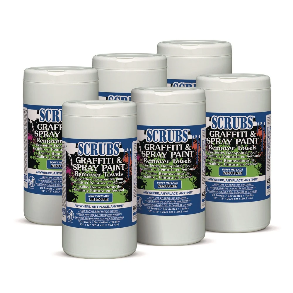 SCRUBS 10 in. x 12 in. Graffiti and Paint Remover Towels (6/Carton)