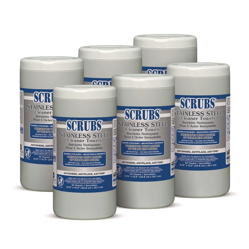 SCRUBS 91930 9.75 in. x 10.5 in. Stainless Steel Cleaner Towels (6/Carton)