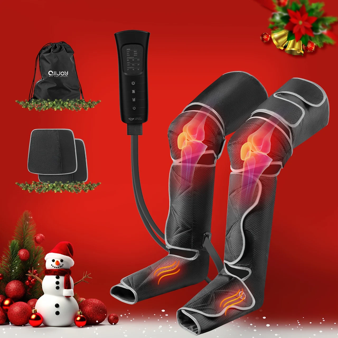 Leg Massager, 3 In 1 Full Leg Massager With Heat And Pressure, 5 Modes, 4 Intensities, 2 Heat Levels, With 4 Extenders, Christmas Gift For Men And Women