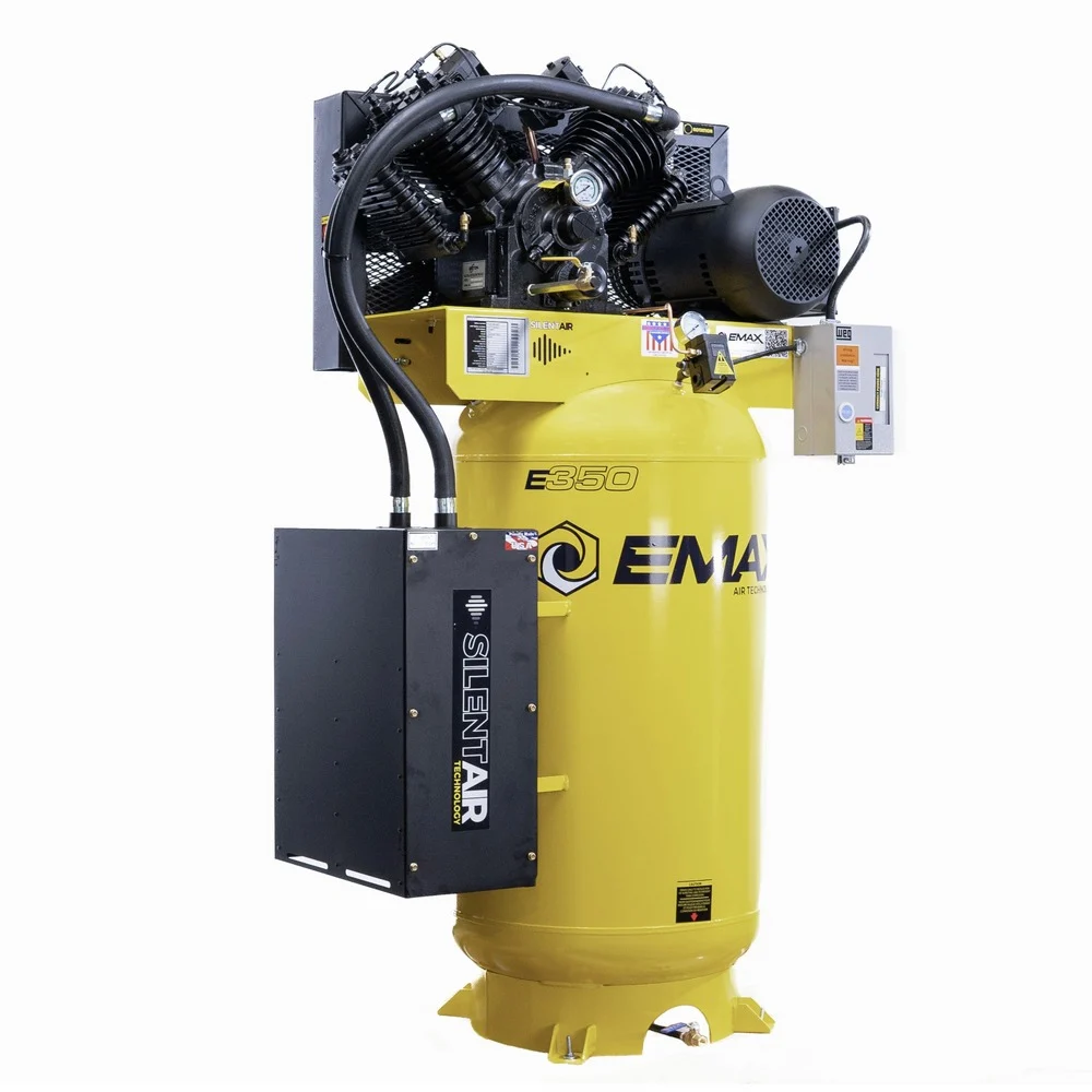 EMAX Silent Air Industrial 7.5 HP 80 gal. 31 CFM 1-Phase 2 Stage Vertical Stationary Electric Air Compressor with EFKIT008AWBS Maintenance Kit - ES07V080V1K