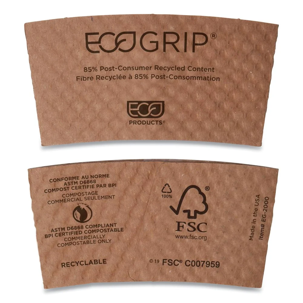 Eco-Products Ecogrip Hot Cup Sleeves - Renewable and Compostable (1300/Carton)