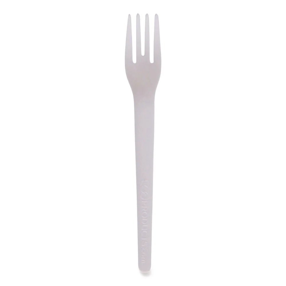 Eco-Products EP-S012 Plantware 6 in. Compostable Cutlery Fork - Pearl White (1000/Carton)