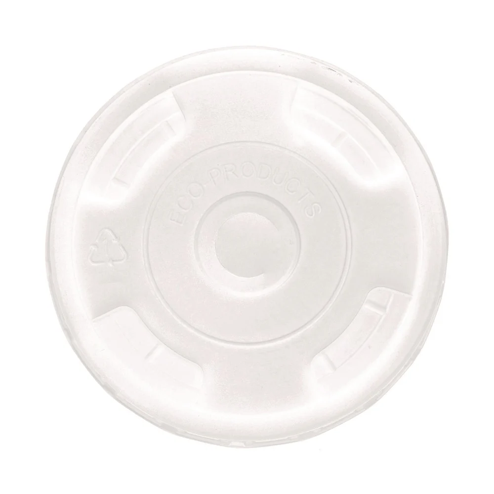 Eco-Products BlueStripe Recycled Content 9 oz. to 24 oz. Cold Cup Flat Lids - Clear (10 Packs/Carton, 100/Pack)