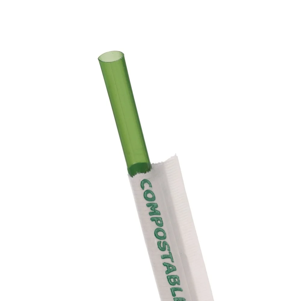 Eco-Products 7.75 in. Plastic Wrapped Straw - Green (9600/Carton)
