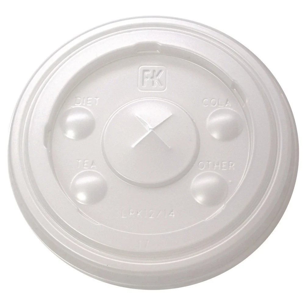 Fabri-Kal Kal-Clear/Nexclear Flat X-Style Straw Slot Plastic Drink Cup Lids Fits 12 oz. to 14 oz. Cold Cups - Translucent (1000/Carton)