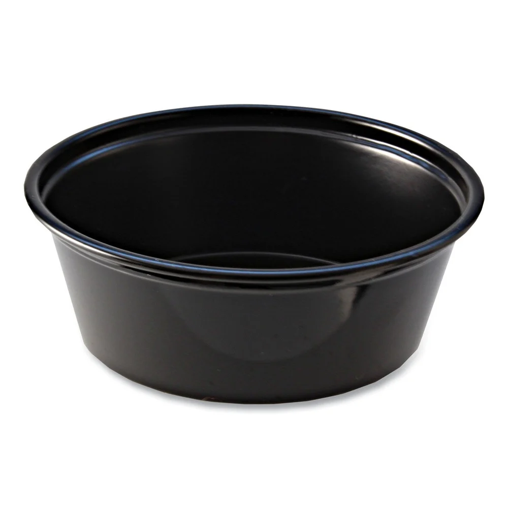 Fabri-Kal 1.5 oz Squat Plastic Portion Cups - Black (250/Sleeve, 10 Sleeves/Carton)