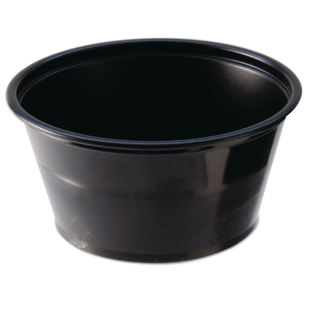Fabri-Kal 2 oz Plastic Portion Cups - Black (250/Sleeve, 10 Sleeves/Carton)