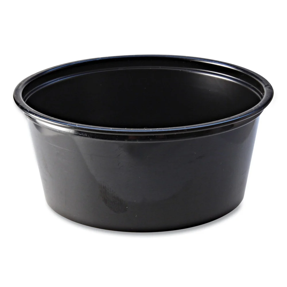 Fabri-Kal 3.25 oz Plastic Portion Cups - Black (125/Sleeve, 20 Sleeves/Carton)