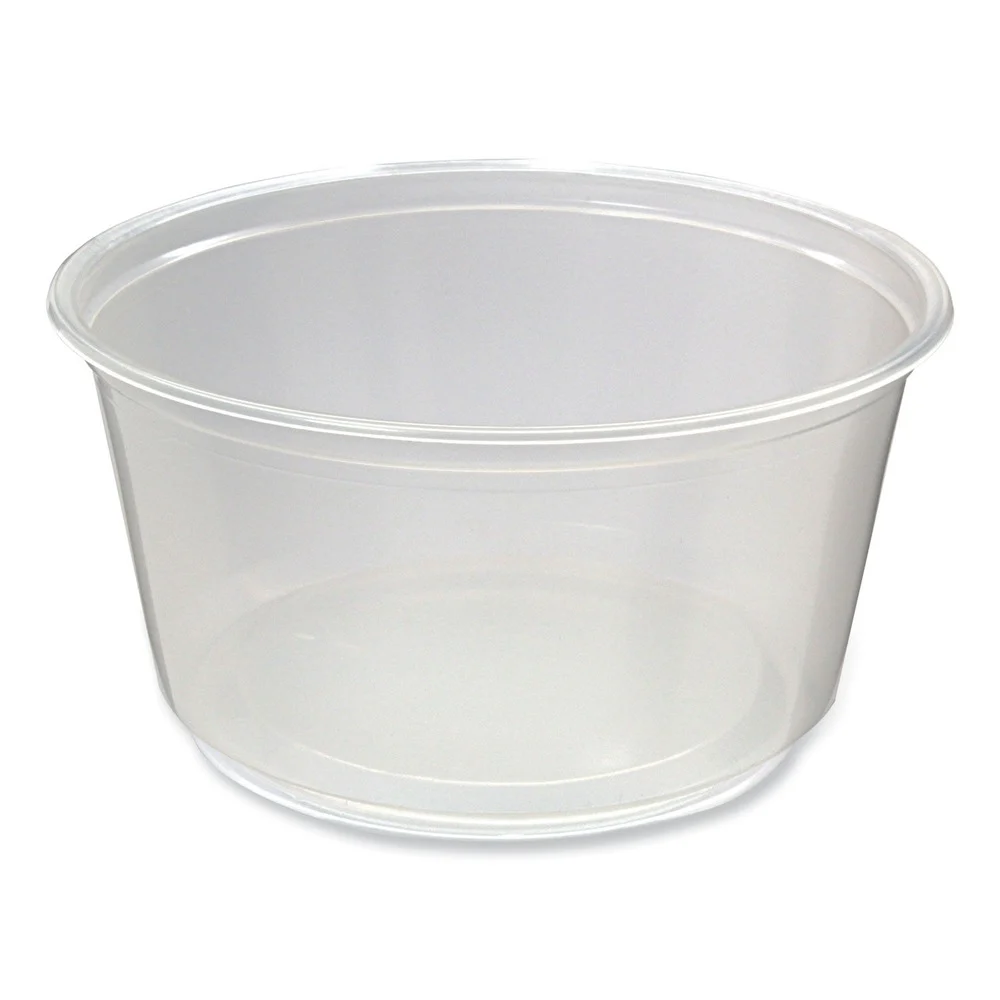 Fabri-Kal 000000000009505114 4.6 in. Diameter x 2.3 in. h 12 oz Plastic Microwavable Deli Containers - Clear (500/Carton)