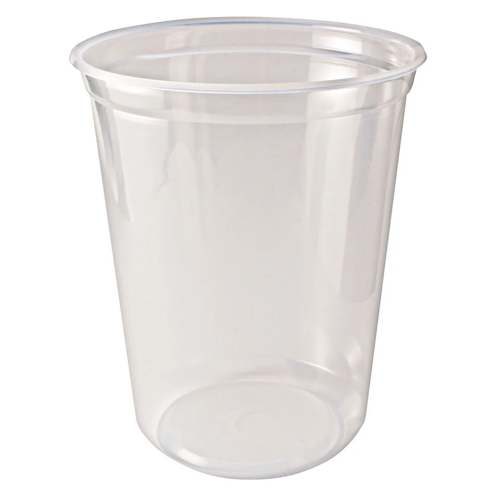 Fabri-Kal 000000000009505104 4.6 in. Diameter x 5.6 in. h 32 oz Microwavable Plastic Deli Containers - Clear (500/Carton)