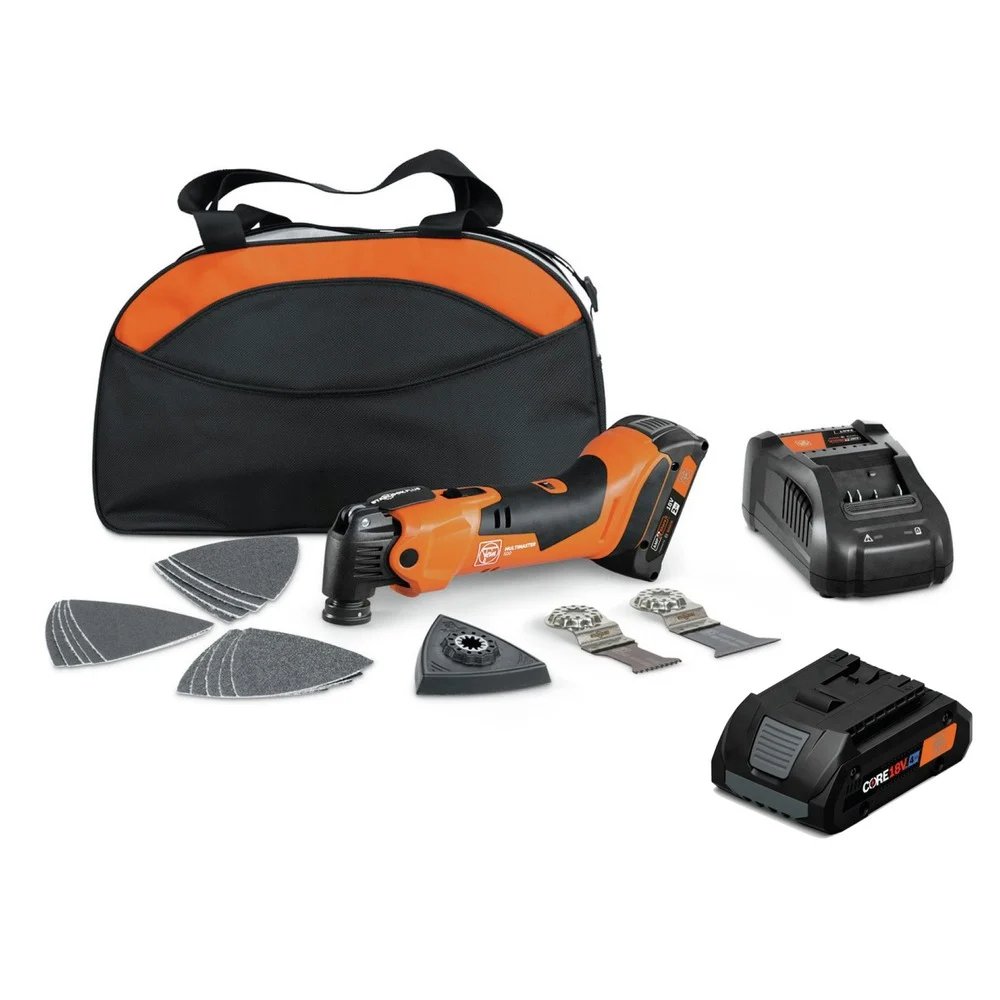 Fein 18V MULTIMASTER AMM 500 AS Lithium-Ion Cordless Oscillating Multi-Tool Kit with 2 Batteries Bundle (2 Ah/4 Ah) - 7129386509092604341030BNDL