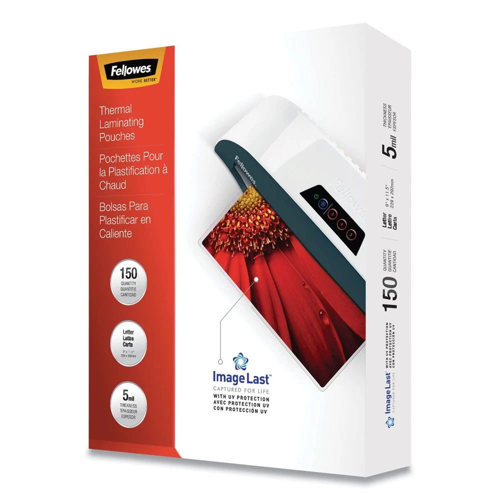 Fellowes Mfg Co. ImageLast 5 mil 9 in. x 11.5 in. Laminating Pouches with UV Protection - Clear (150/Pack)