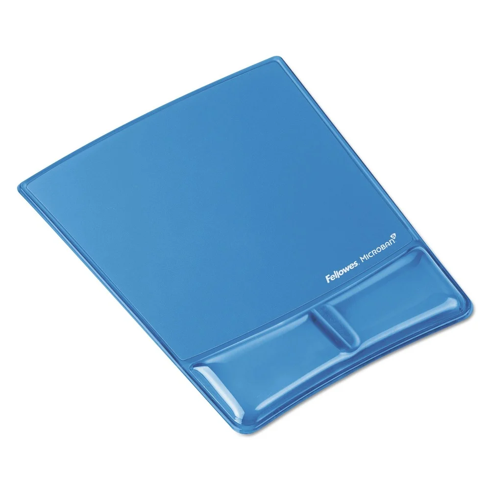 Fellowes Mfg Co. 9182201 8.25 in. x 9.87 in. Gel Wrist Support with Attached Mouse Pad - Blue
