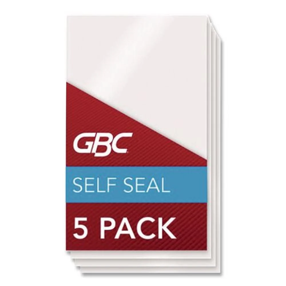 GBC SelfSeal 2.88 in. x 4.63 in. 8 mil Self-Adhesive Laminating Pouches and Single-Sided Sheets - Gloss Clear (5/Pack)