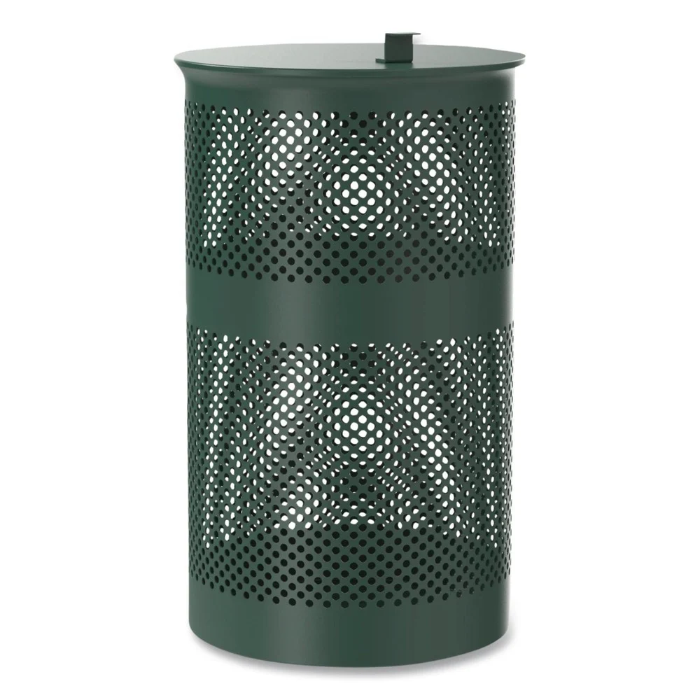 Furloo 13-Gallon Top Door Heavy-Duty Outdoor Pet Waste Trash Can with Lid - Green