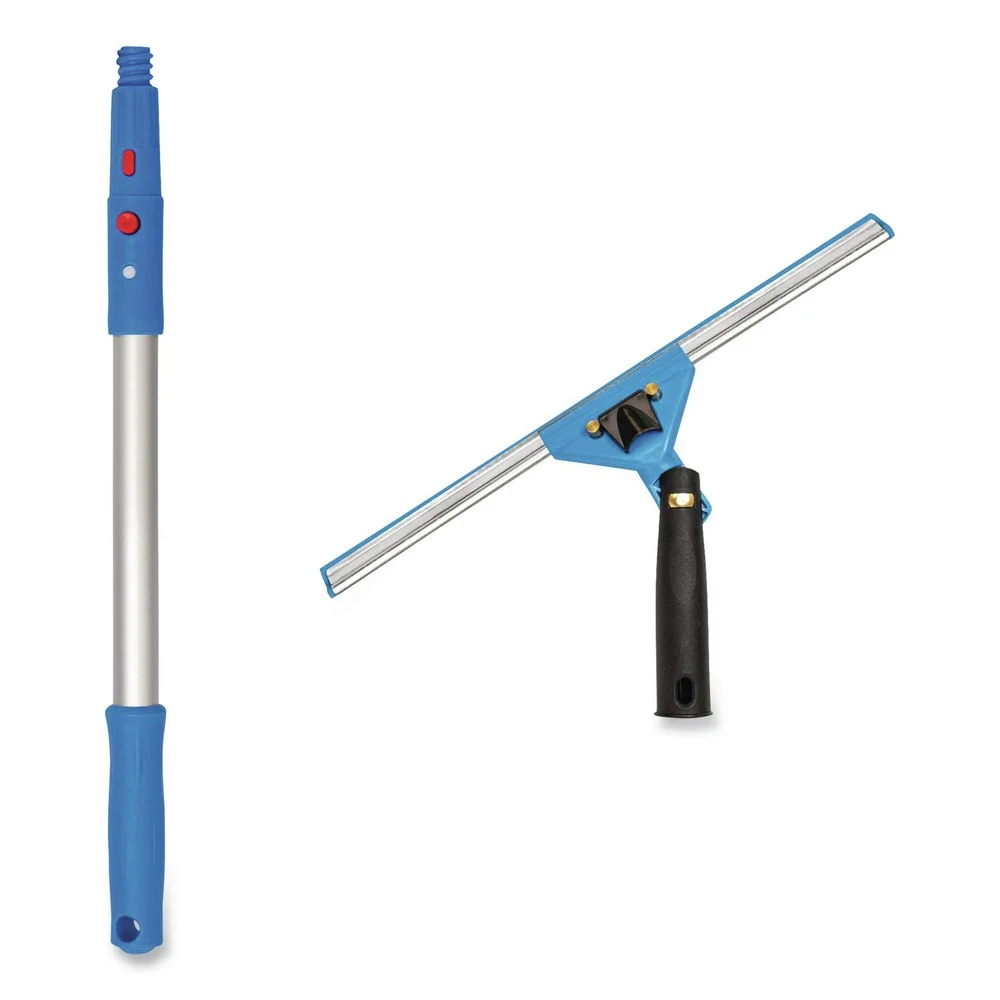 Gritt Commercial Pro Window Washing Kit with Swivel Window Squeegee and 20-in Pole, 14-in Wide Blade