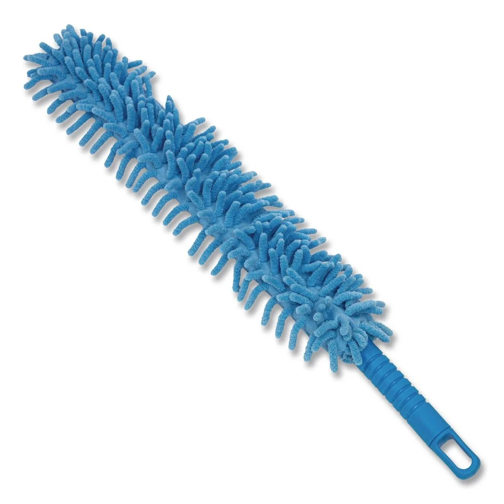 Gritt Commercial 22 in. Length Flexible Wand Duster with Microfiber and Chenille Sleeve - Blue