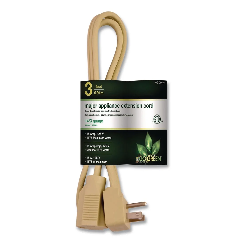 GoGreen Power GG-25603-4 3 ft. 15 Amps Appliance Cords - Beige (4/Pack)