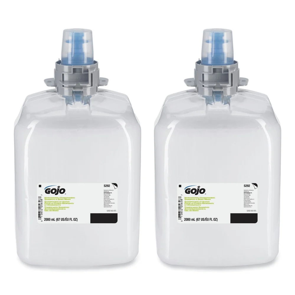 GOJO Industries 2,000 mL Invigorating 3-in-1 Shampoo and Body Wash - Botanical Scent (2/Carton)