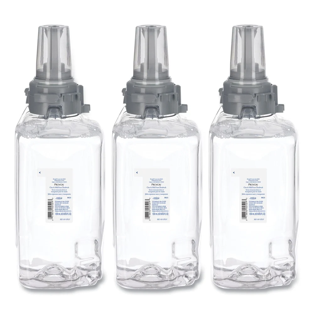 PROVON 8821-03 1,250 mL Clear and Mild Foam Hand Wash Refill - Unscented (3/Carton)
