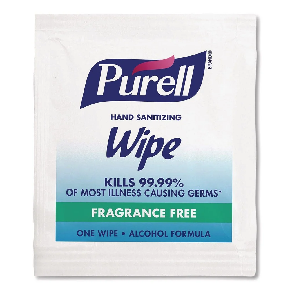 PURELL 9021-1M 5 in. x 7 in. Individually Wrapped Unscented Premoistened Sanitizing Hand Wipes - White (1000/Carton)