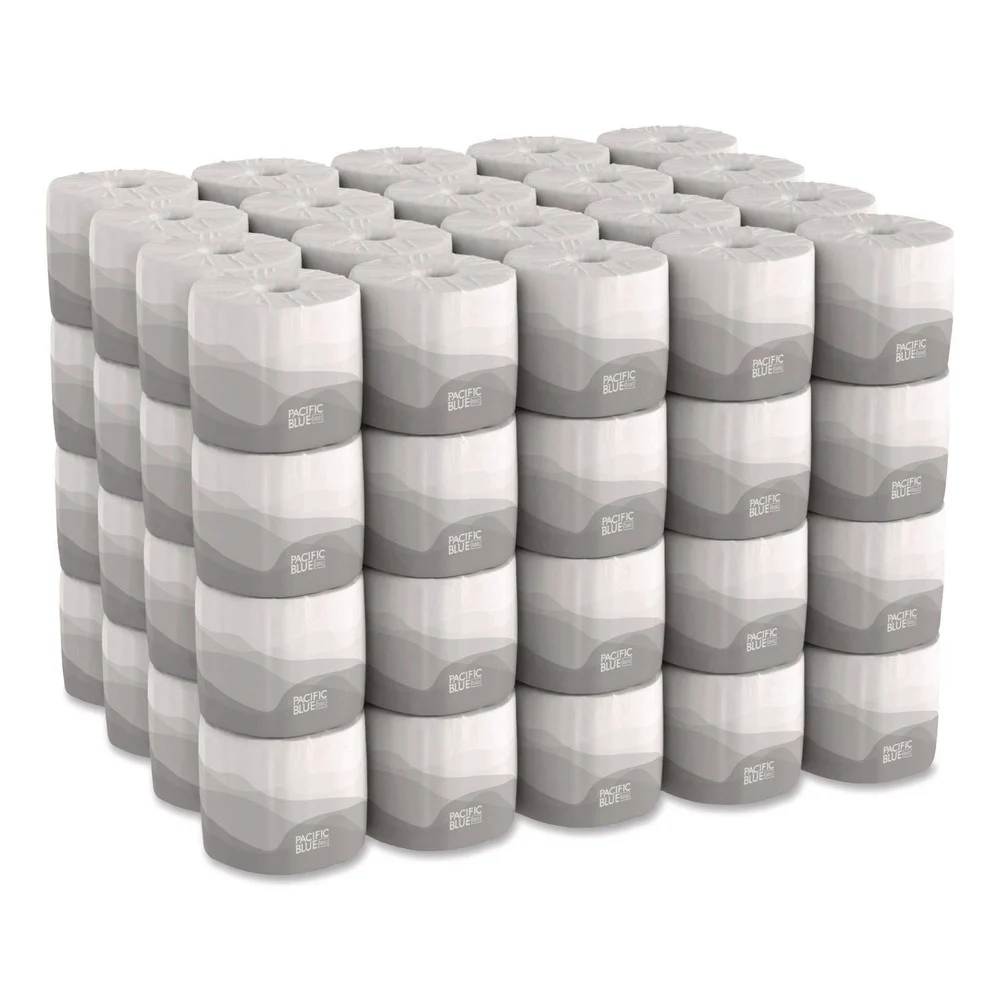 Georgia Pacific Professional 1-Ply Pacific Blue Basic Embossed Septic Safe Bathroom Tissue - White (80 Rolls/Carton)