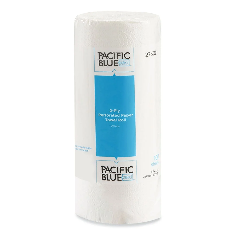 Georgia Pacific Professional 27300 11 in. x 8.8 in. 2-Ply Pacific Blue Select Perforated Paper Kitchen Roll Towels - White (100/Roll)