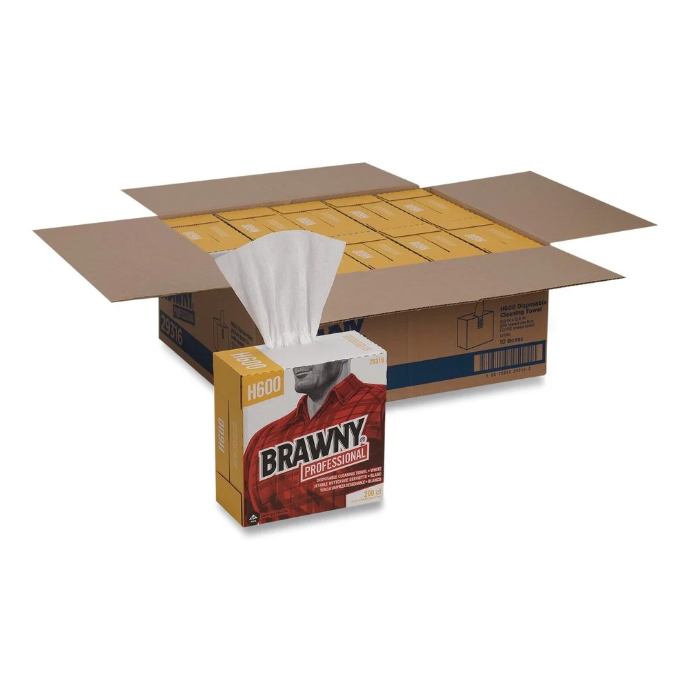 Georgia-Pacific 9.1 x 12.5 Lightweight Disposable Shop Towels - White (2000/Carton)