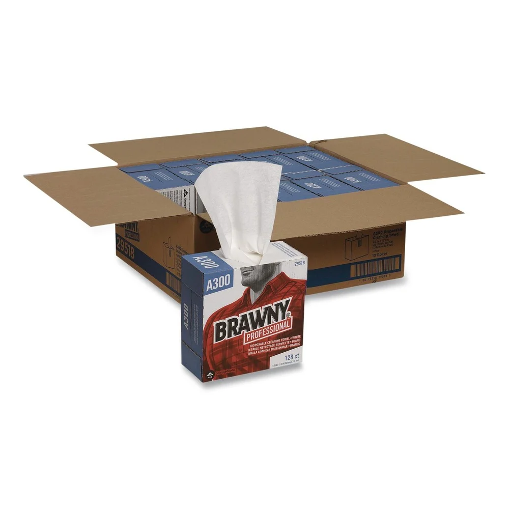 Georgia-Pacific 9.2 in. x 12.4 in. 1-Ply Airlaid Medium-Duty Wipers - Unscented/White (1280/Carton)