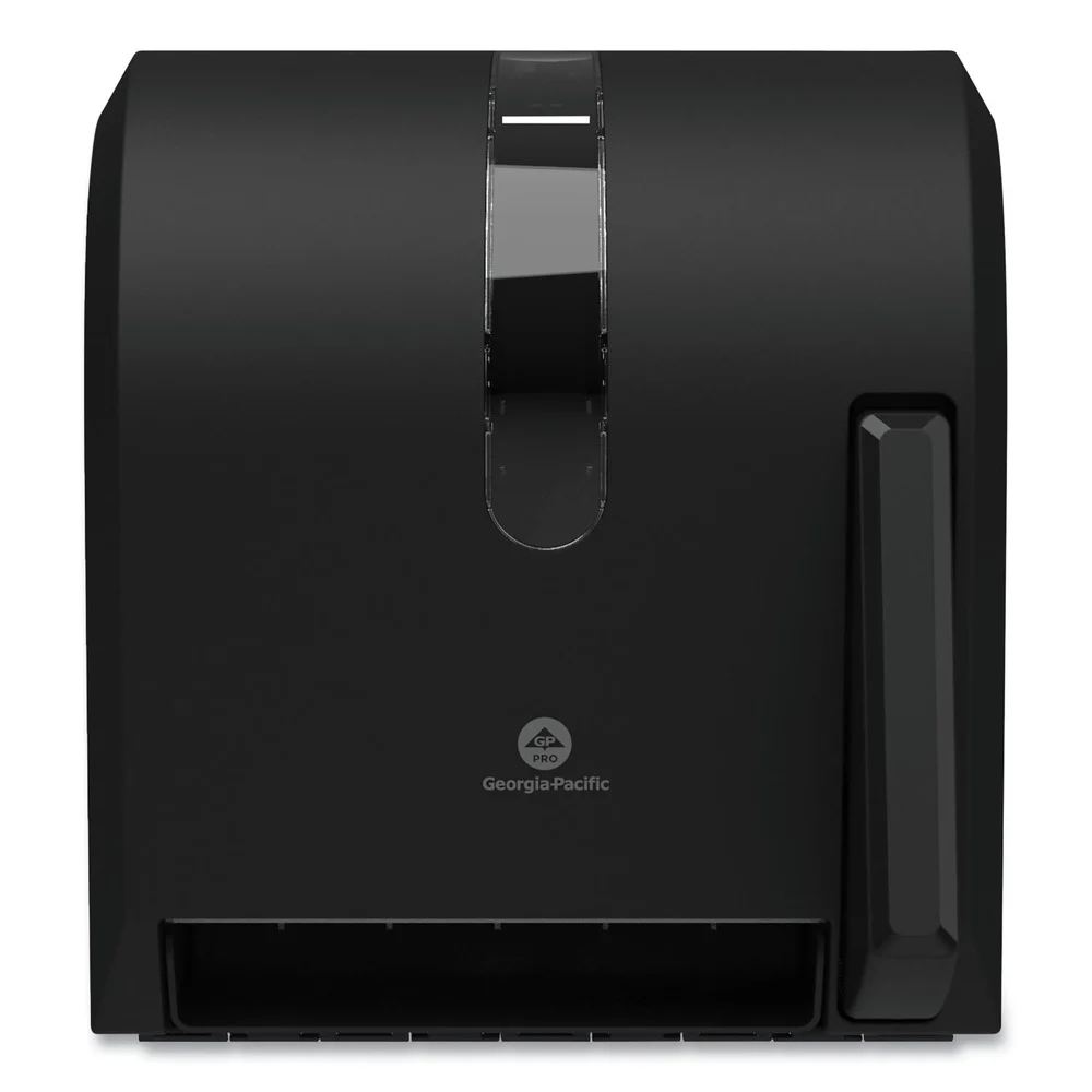 Georgia Pacific Professional 54338A 13 in. x 10 in. x 14.4 in. Hygienic Push-Paddle Roll Towel Dispenser - Black (1/Carton)