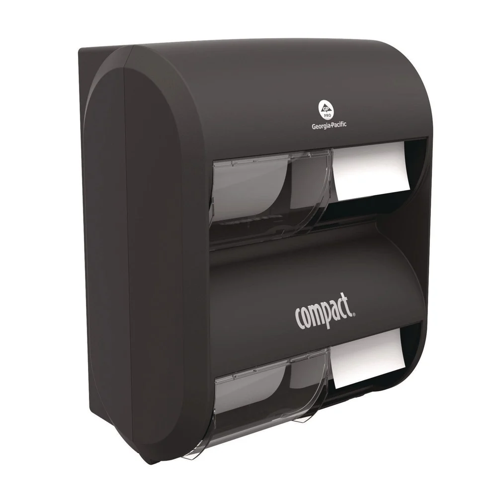 Georgia Pacific Professional 12.31 in. x 14.81 in. x 7.86 in. Compact Quad Vertical Four Roll Coreless Tissue Dispenser - Black